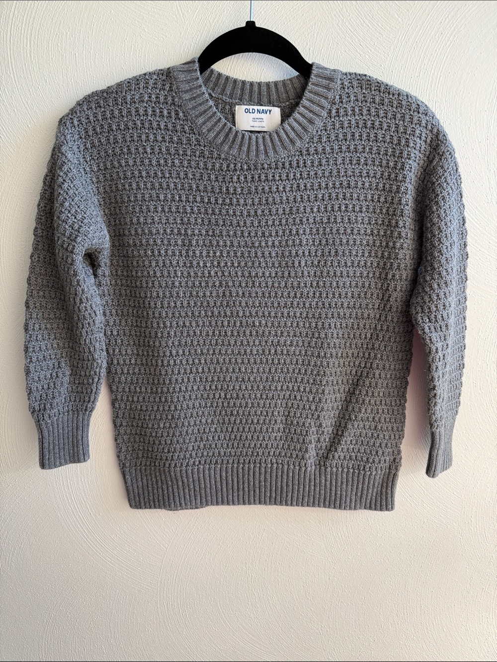Old Navy Gray Waffle Knit Crewneck Sweater
